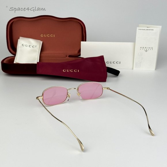 BRAND NEW Gucci GG1648S 005 Gold Pink Unisex Rectangle Sunglasses GG 1648S main image 12